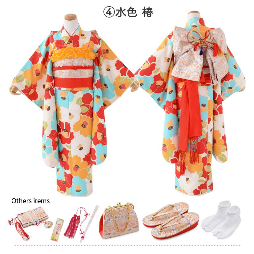 七五三 着物 四つ身 セット 女の子 7歳 7才モダン 小紋柄 14点セット