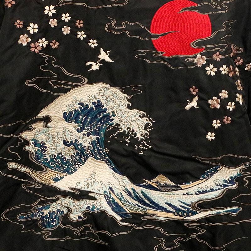 絡繰魂 からくりだましい 神奈川沖浪裏 刺繍 MA-1 ジャケット 253144