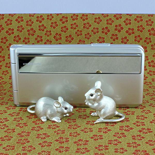 干支置物（銀製）鼠・ねずみ・ネズミ 子鼠 二匹 : 京都工芸舎 Yahoo!店