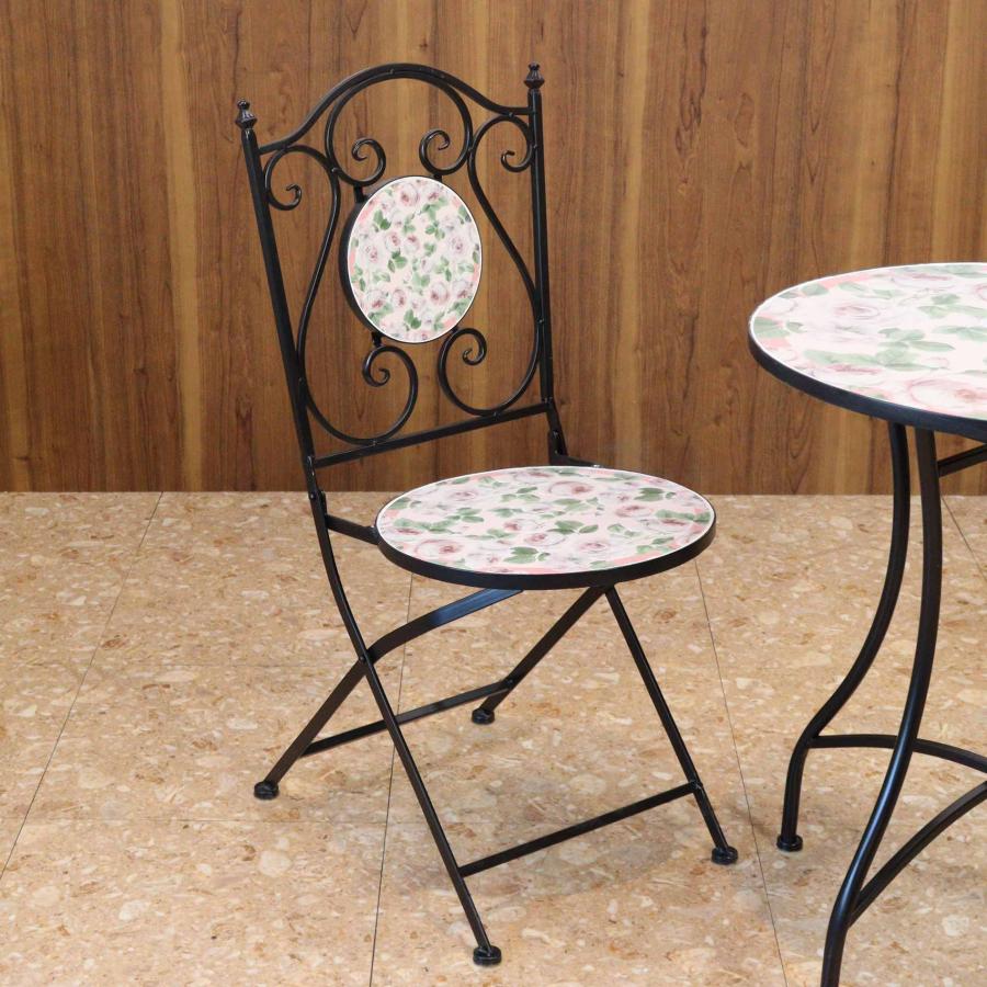 ガーデンテーブルセット アイアン ローズ/薔薇 3点セット