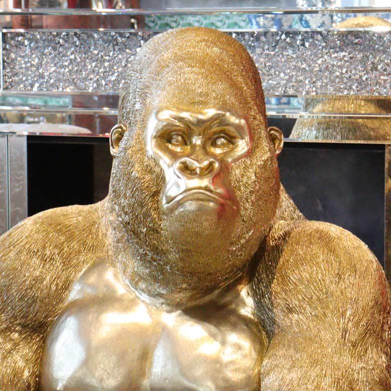 ゴリラ 91cm ゴールド オブジェ 特大 置物 コング オーナメント リアル