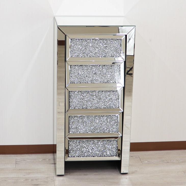 ミラー家具 5段チェスト ディスプレイスタンド サイドテーブル ミラー