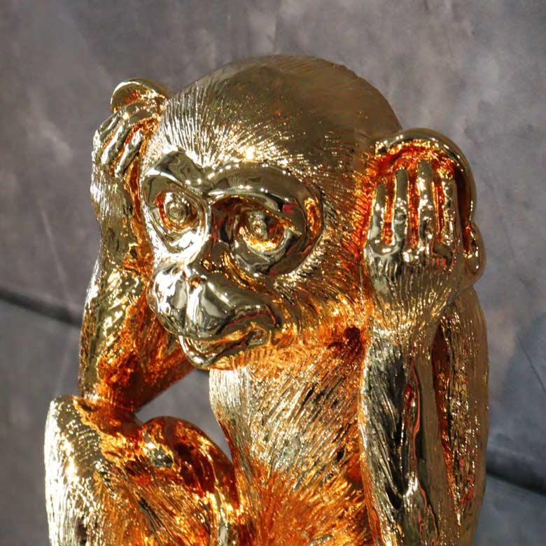 モンキー3点セット オブジェ 置物 ゴールド 風水 金運 縁起物 見ざる