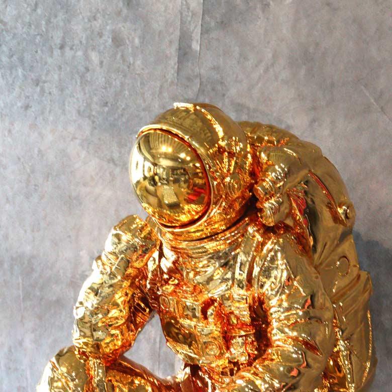 宇宙飛行士 オブジェ 置物 ゴールド 風水 金運 縁起物 : インテリア