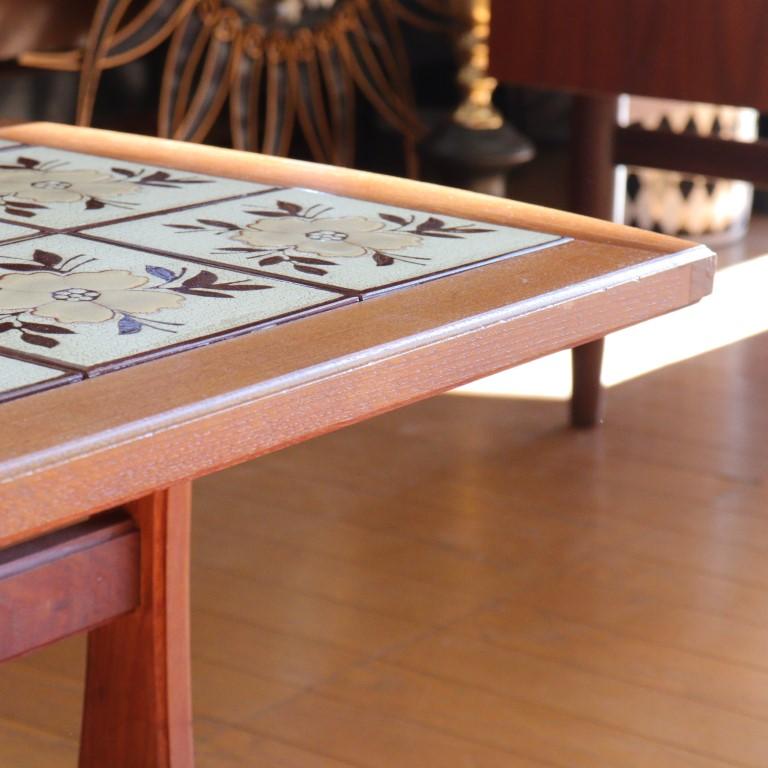 タイルトップテーブル ヴィンテージ 長方形 イギリス 木製 レトロ