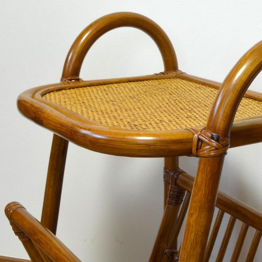 軽量ラタン テーブル付きマガジンラック 両面 手作り サイドテーブル