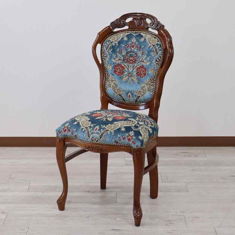 イタリア ダイニングチェア ブルー・金華山 木製 完成品 イス チェア