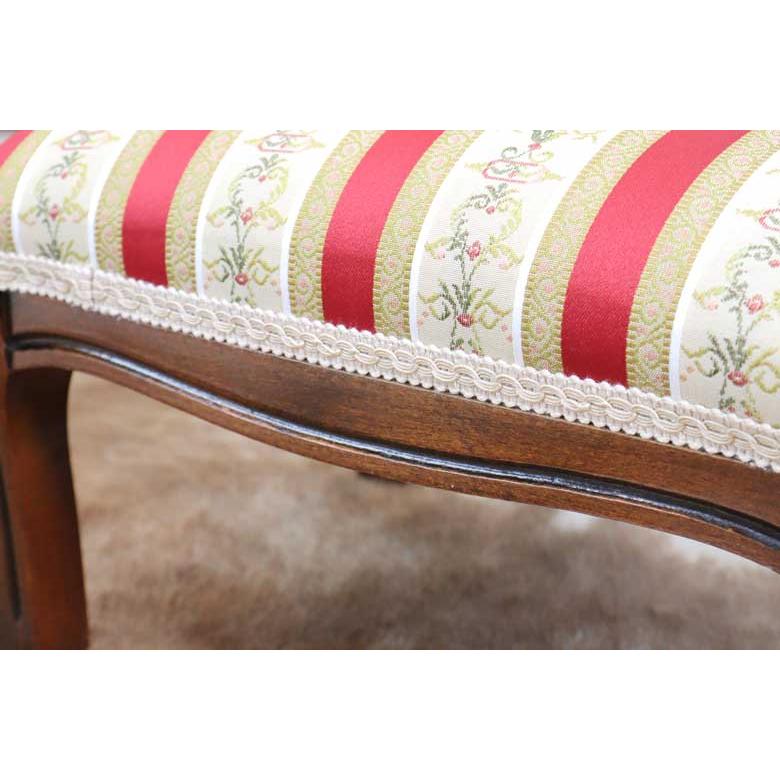 イタリア フットスツール 猫脚 レッドストライプ 補助椅子 玄関用 完成