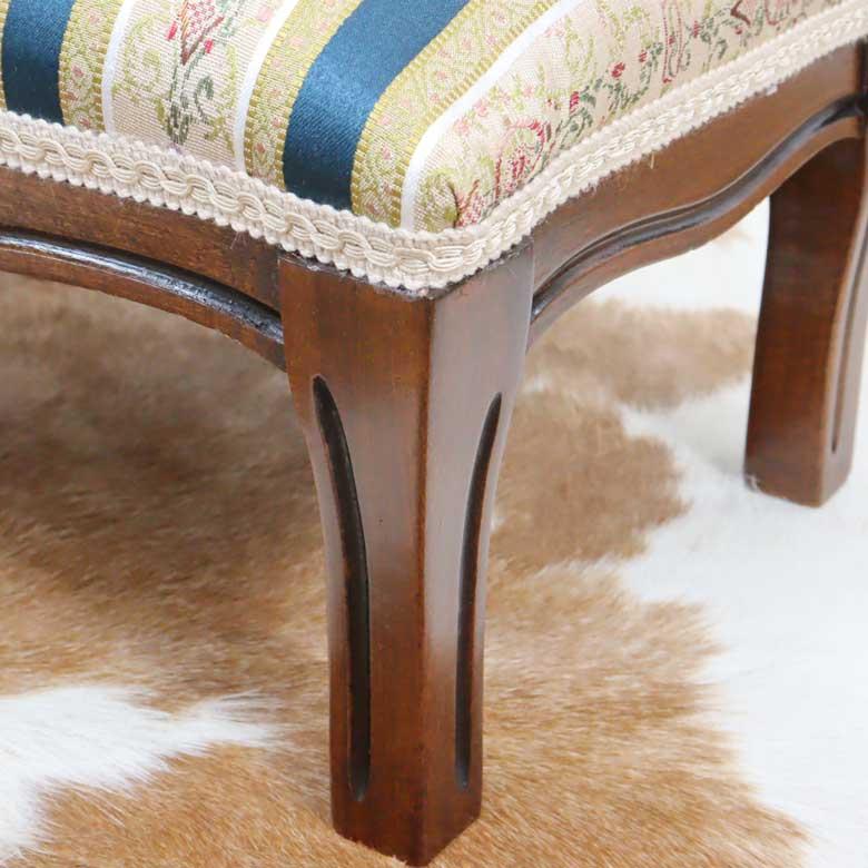 イタリア フットスツール 猫脚 ネイビーストライプ 補助椅子 玄関用