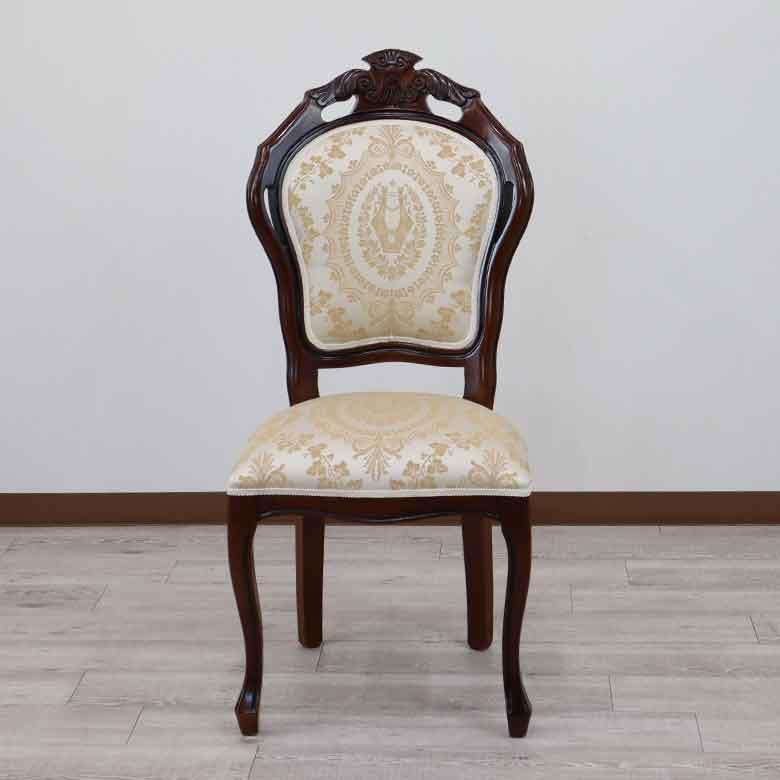 ダイニングチェア イタリア ベージュ 木製 猫脚 完成品 椅子 チェアー