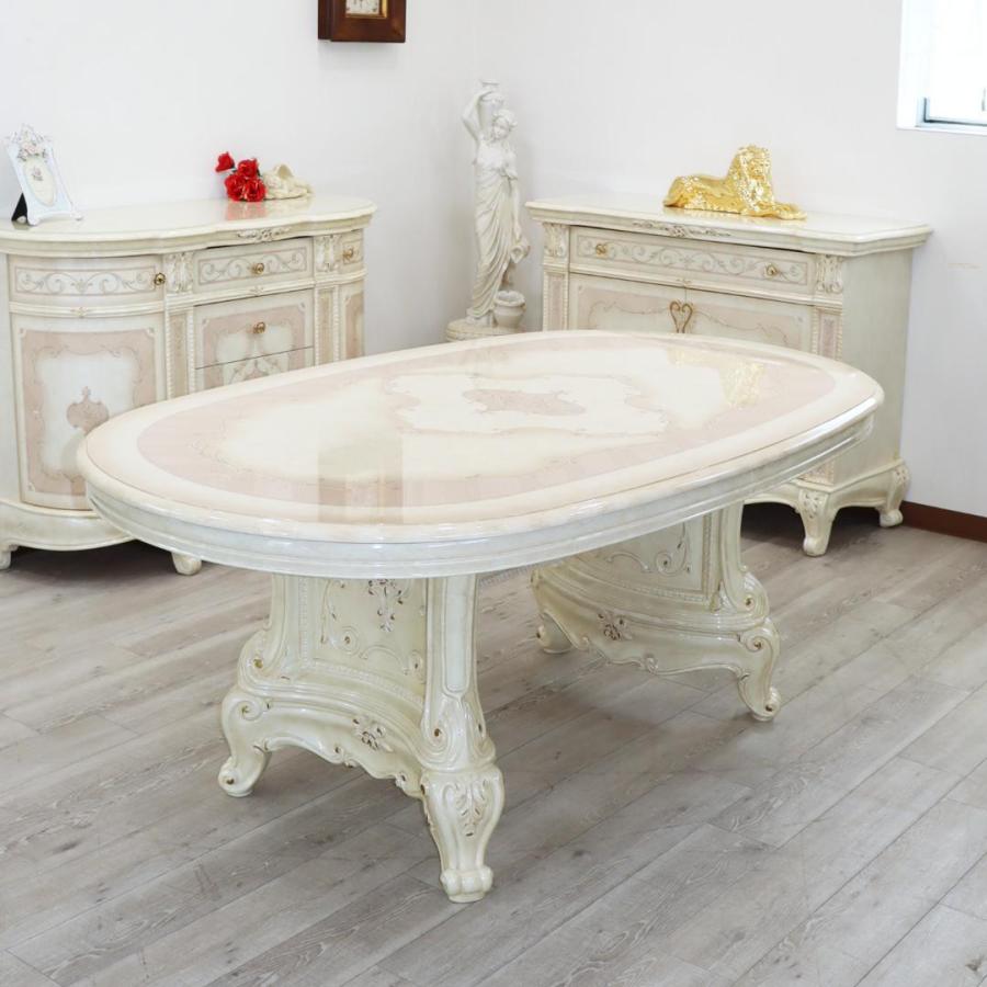 サルタレッリ ヴェルサイユ 180cmダイニング5点セット ピンクレザー