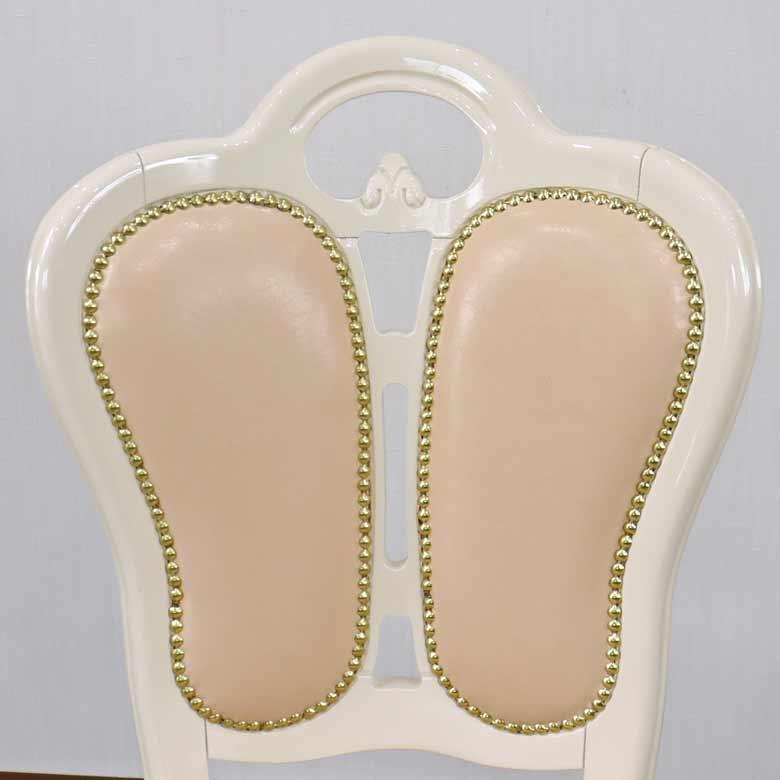 ガレージセール ダイニングチェア パールホワイト/合皮 猫脚 イタリア