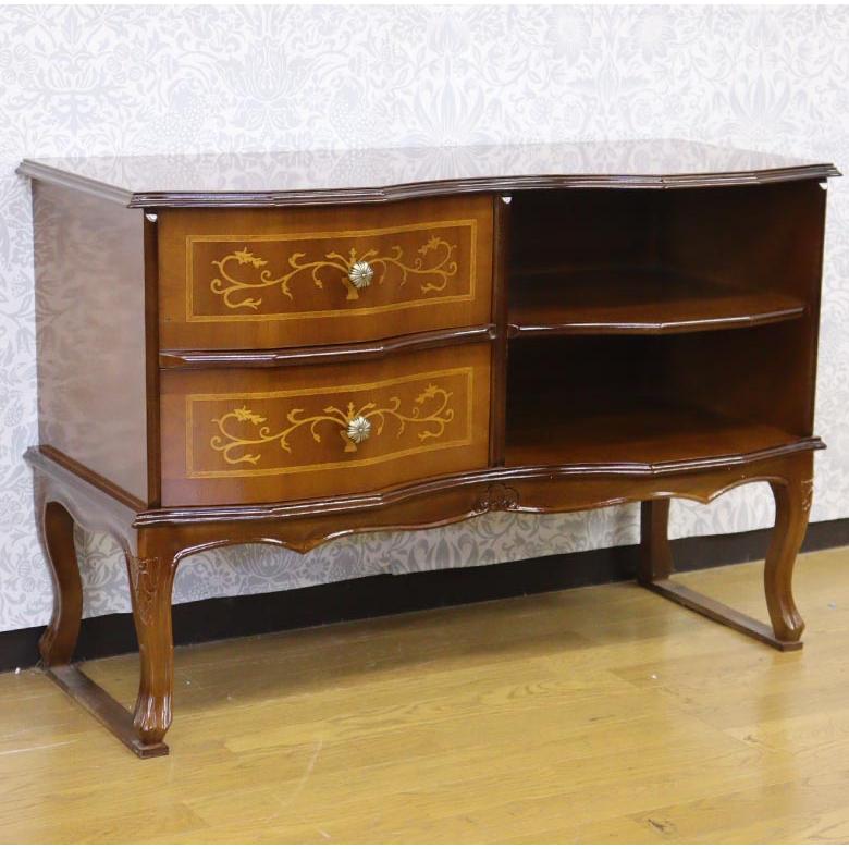 キャビネット 木製 イタリア 猫脚 象嵌 サイドボード 完成品
