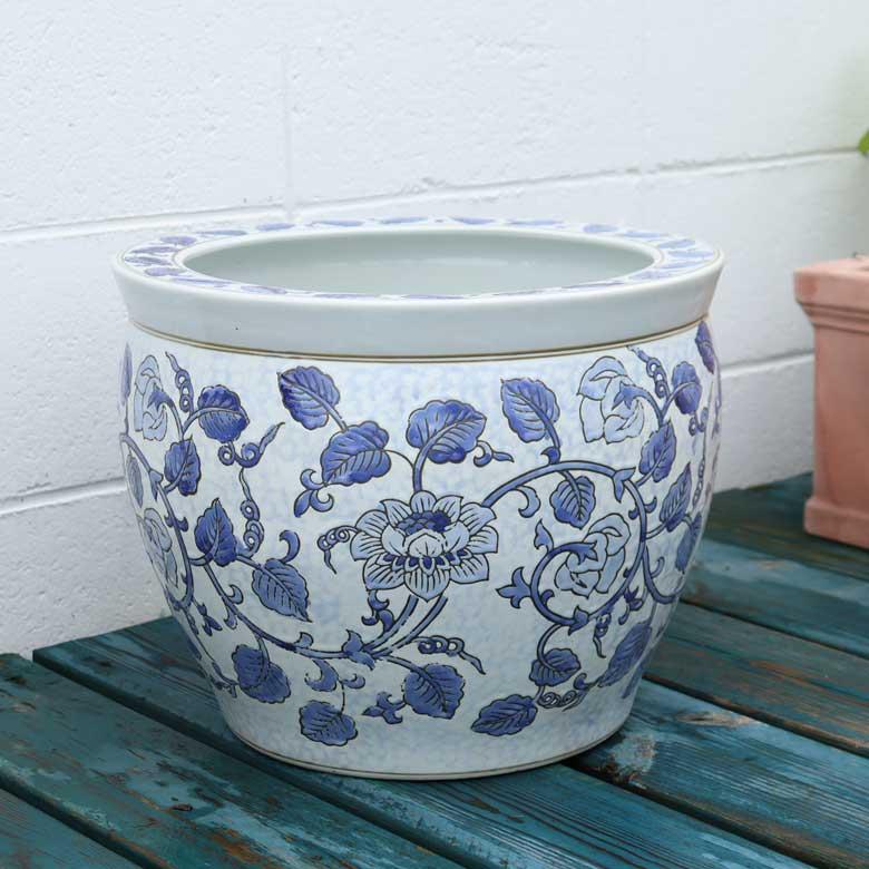 水鉢 大型 藍花 特大 13号 火鉢 鉢カバー プランターカバー プランター