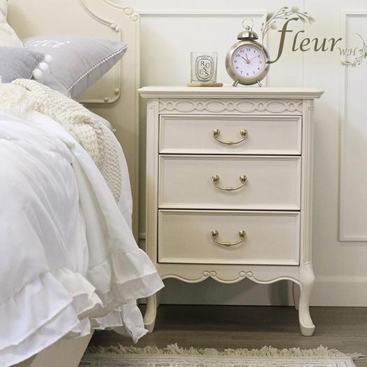 東海家具工業 サイドチェスト アンティークホワイト ナイトテーブル