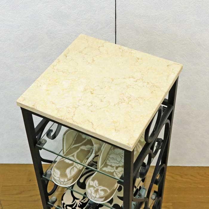 アイアンスリッパラック 大理石天板 フラワースタンド 花台 飾り台