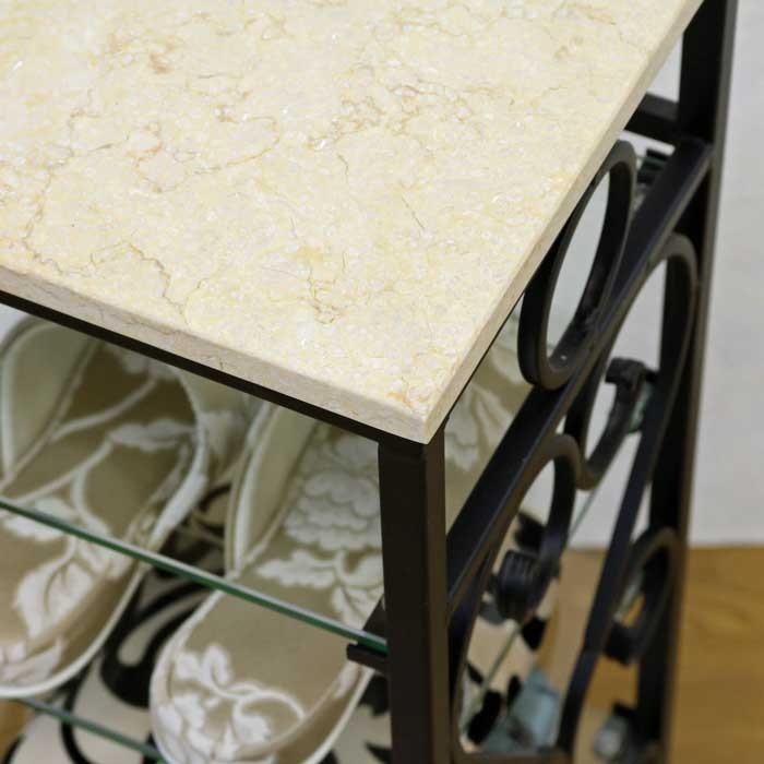 アイアンスリッパラック 大理石天板 フラワースタンド 花台 飾り台