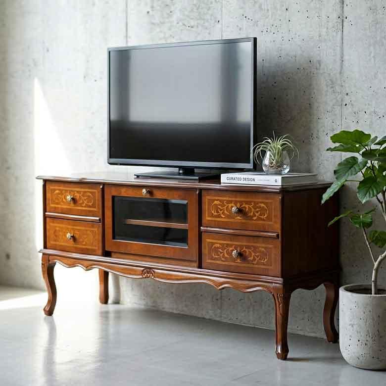 テレビ台 ローボード イタリア 120cm 家具 象嵌 ローキャビネット
