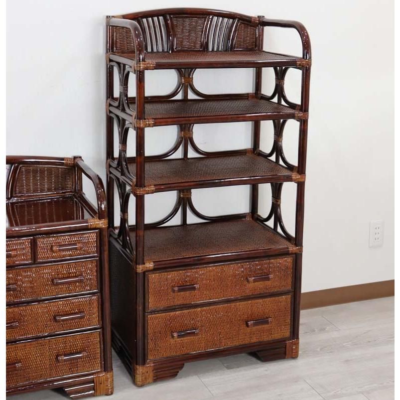 軽量ラタン キャビネット 飾棚 ラック 手作り 軽い ブラウン