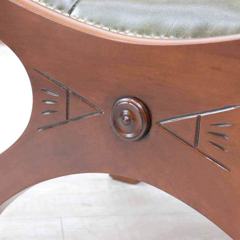 ロッキングチェア おしゃれ 木製 猫脚 イタリア 完成品 本皮 グリーン