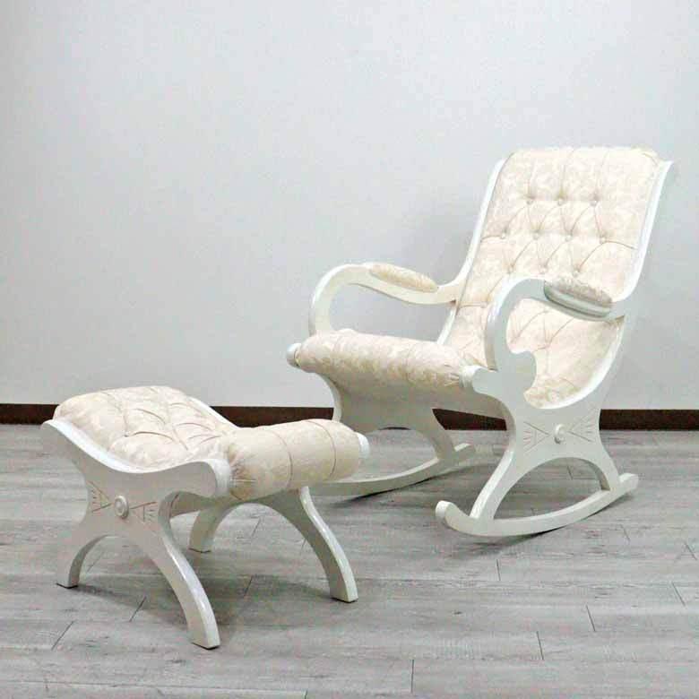 ロッキングチェア おしゃれ 木製 猫脚 イタリア 完成品 ベージュ