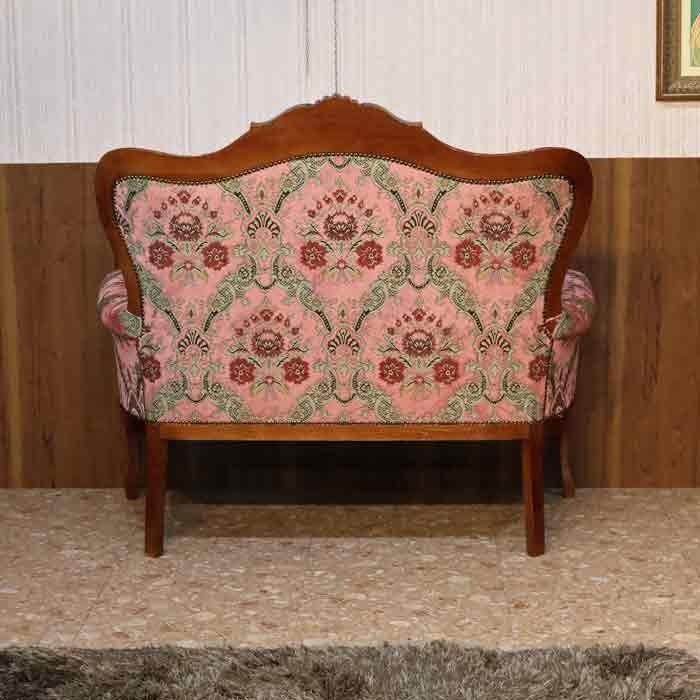 イタリア 二人がけソファー 猫脚 金華山織り ピンク 木製 完成品 イス