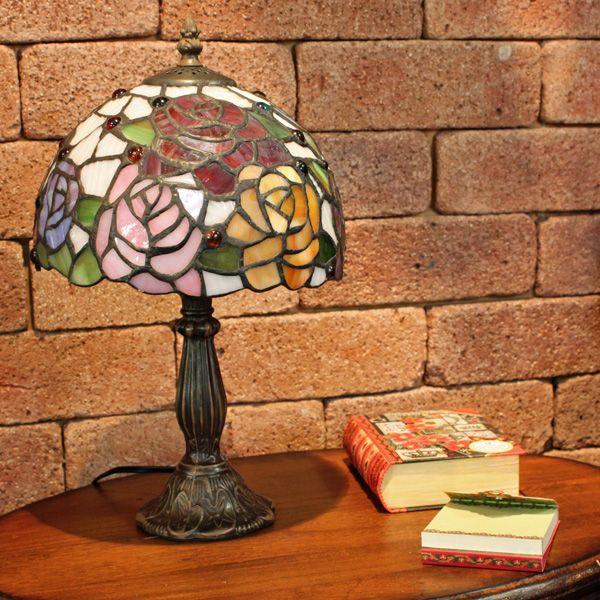 ステンドグラスランプ ローズ 8インチ 卓上ランプ テーブルランプ