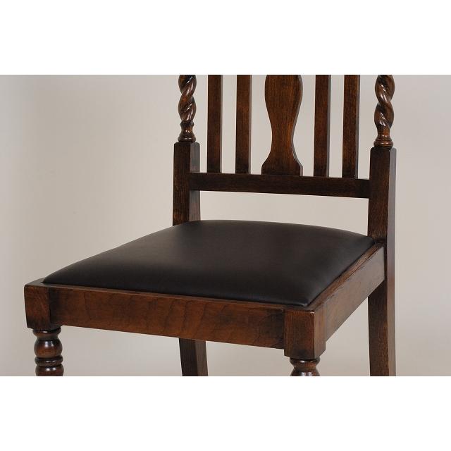 ダイニングチェア 合皮・ダークブラウン 木製 椅子 オーク 合皮 茶