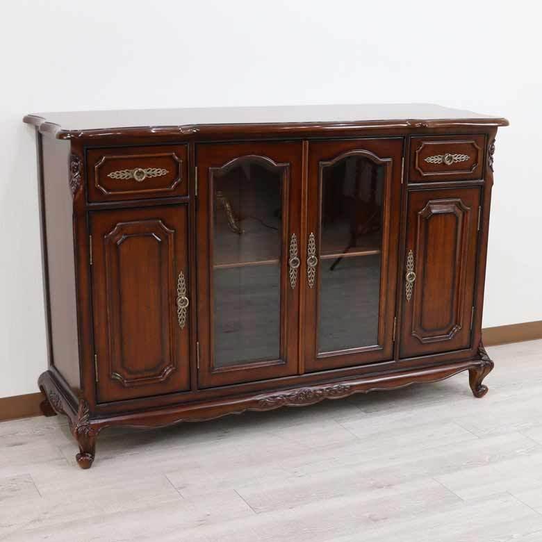 サイドボード ローキャビネット マホガニー 猫脚 完成品 木製 茶