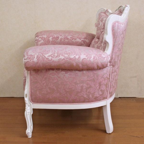 イタリア 1Pソファ ホワイト パリッジ アラベスク ピンク 白家具