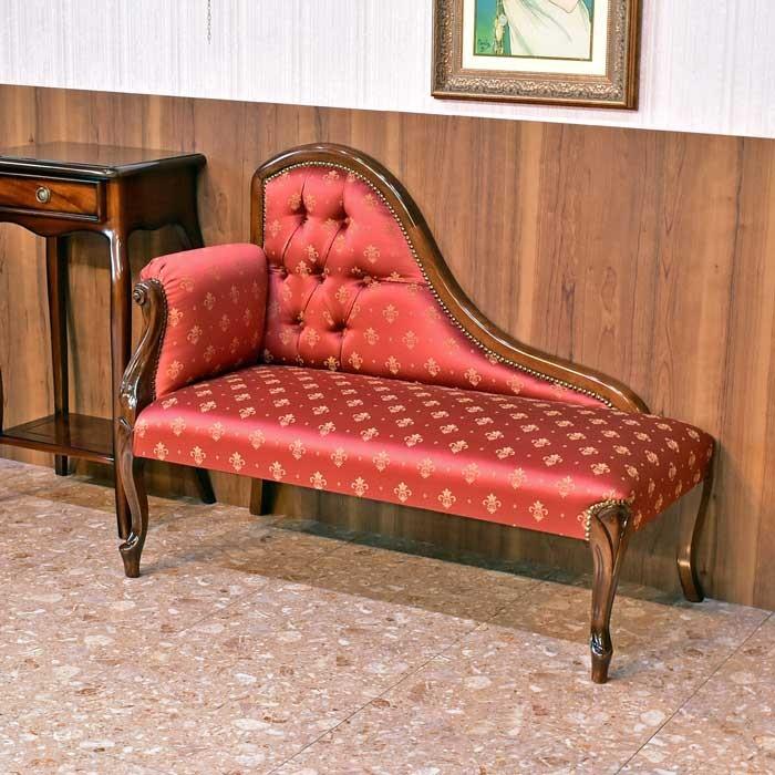 イタリア カウチソファ レッド アンティーク ミニカウチ 木製 完成品