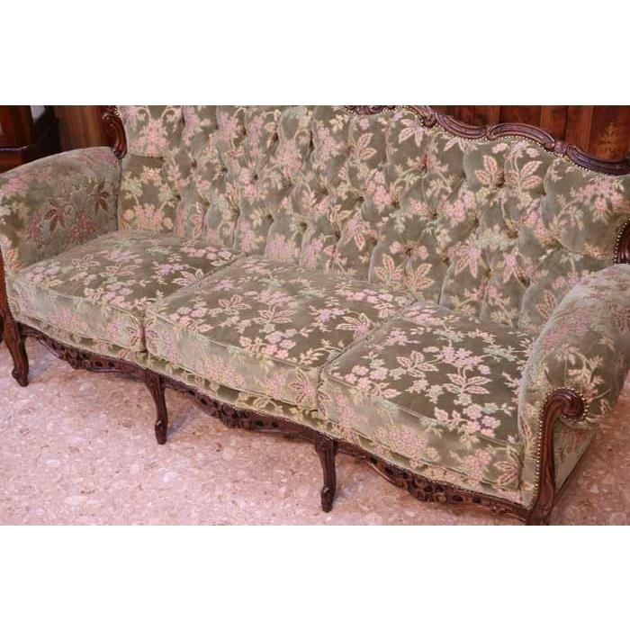 イタリア 3人がけソファ 金華山 グリーン 完成品 木製 Marisiglia 3P