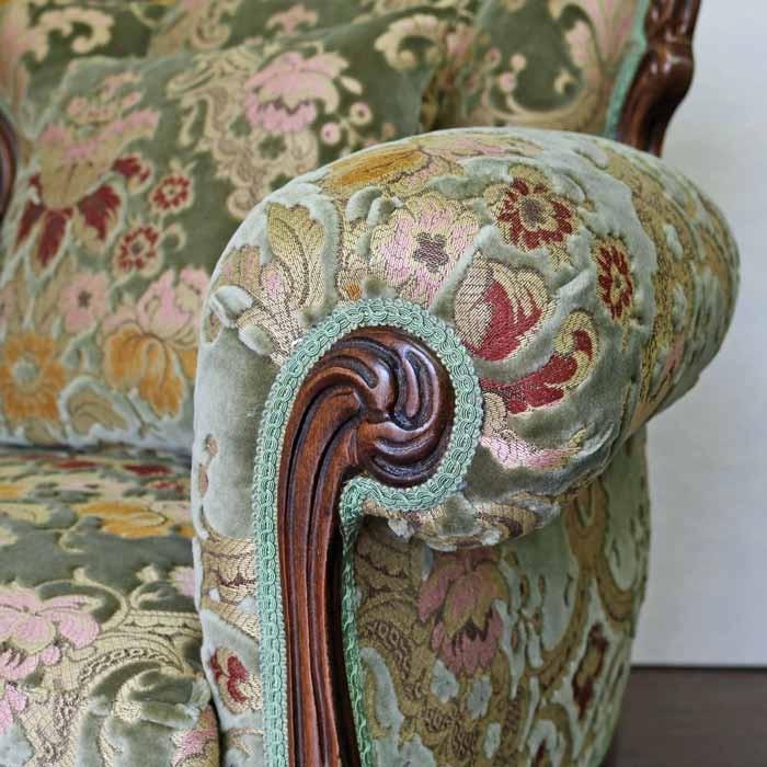 イタリア 1Pソファ 金華山 グリーンアームチェア 1人がけ ソファ 猫脚