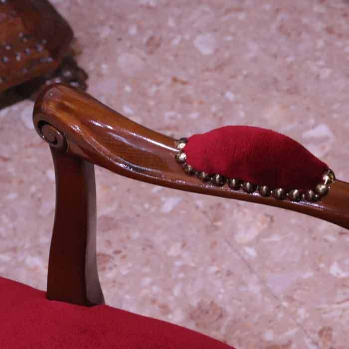 イタリア アームチェア レッドモケット サロンチェア 1Pソファ