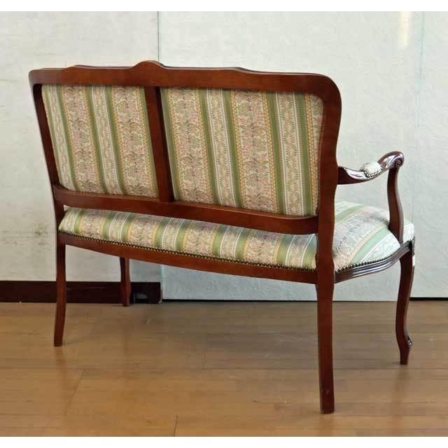 イタリア 二人がけソファー グリーン ストライプ ラブソファ 2P 2人