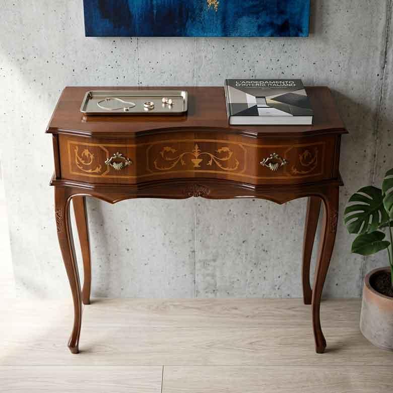 コンソールテーブル 木製 イタリア 猫脚 象嵌 完成品 イタリア製 588