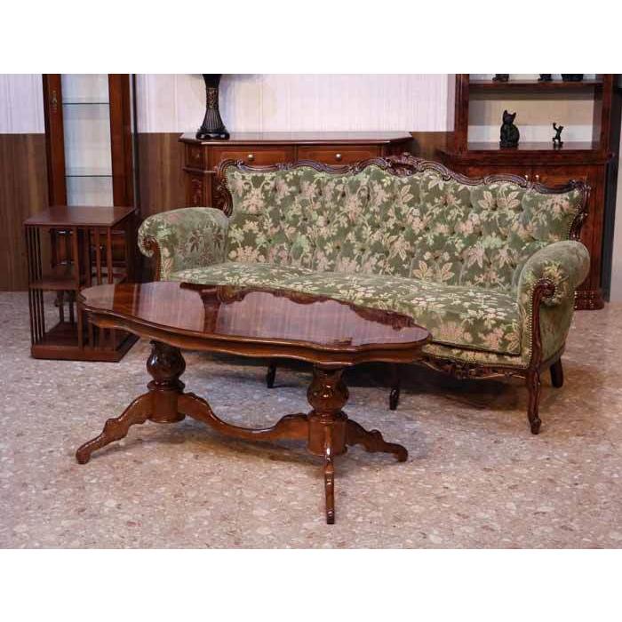 イタリア リビングテーブル 象嵌 コーヒーテーブル 茶 ローテーブル