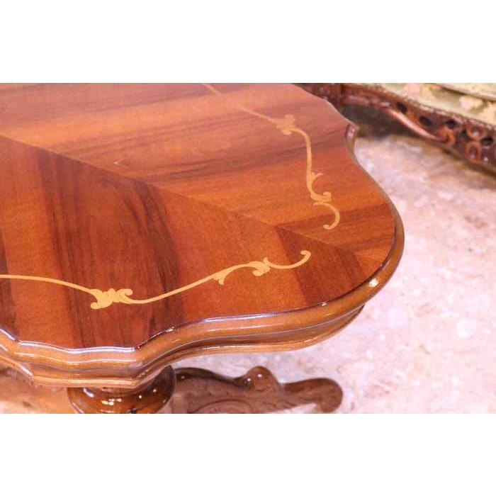 イタリア リビングテーブル 象嵌 コーヒーテーブル 茶 ローテーブル