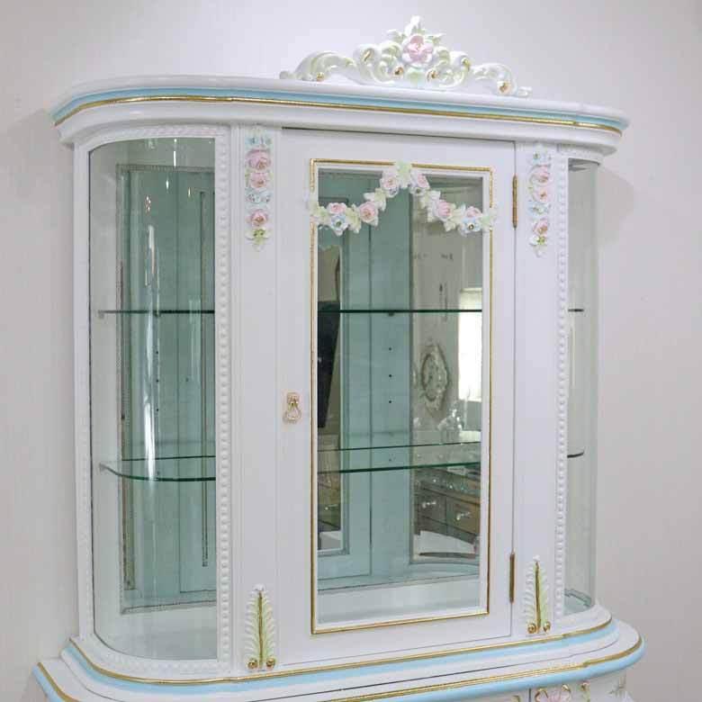 ロココ調家具 キャビネット ショーケース 飾棚 白家具 アンティーク
