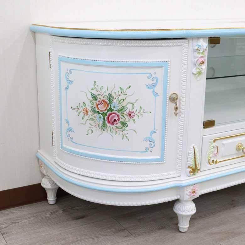 ロココ調 テレビボード ローキャビネット 白家具 アンティーク