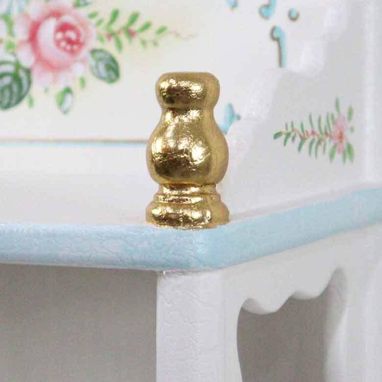 ロココ シェルフ 花柄 ラック 引出付き ミニキャビネット 壁掛け 白