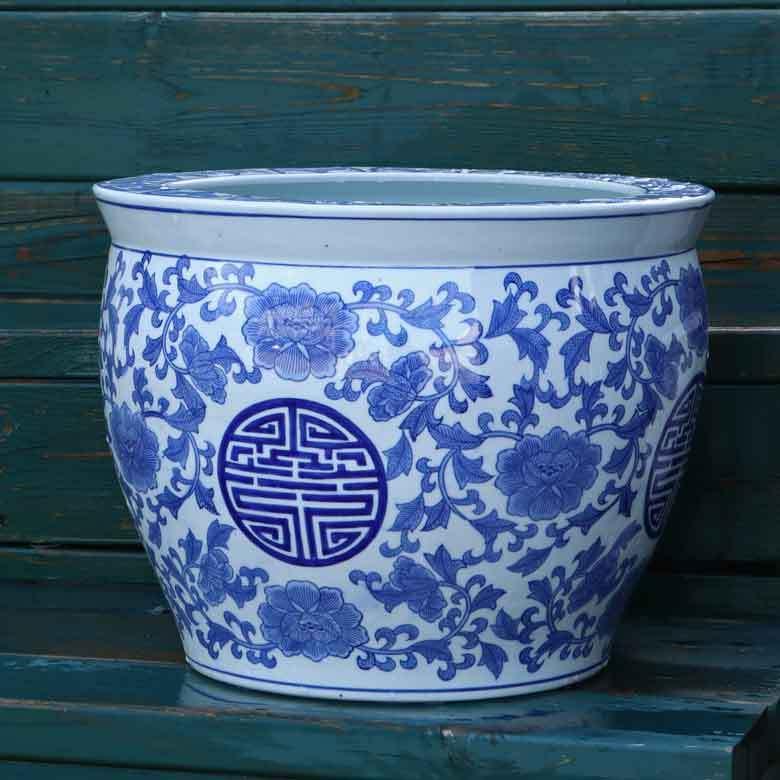 水鉢 大型 陶器 13号 寿 火鉢 鉢カバー プランターカバー プランター