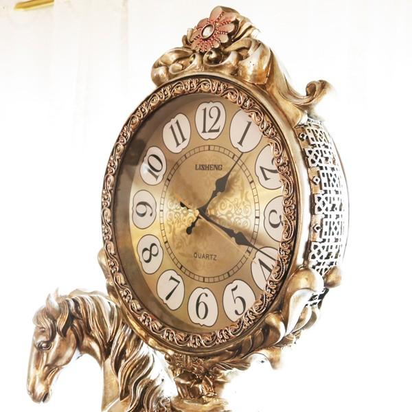 置時計スタンドクロック 馬の親子 おおきい ゴージャス : インテリア