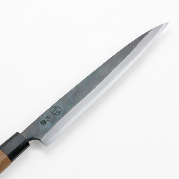 刺身包丁 柳刃包丁 210mm 両刃 鍛造 黒打 元兼 青紙1号 : ほんまもん