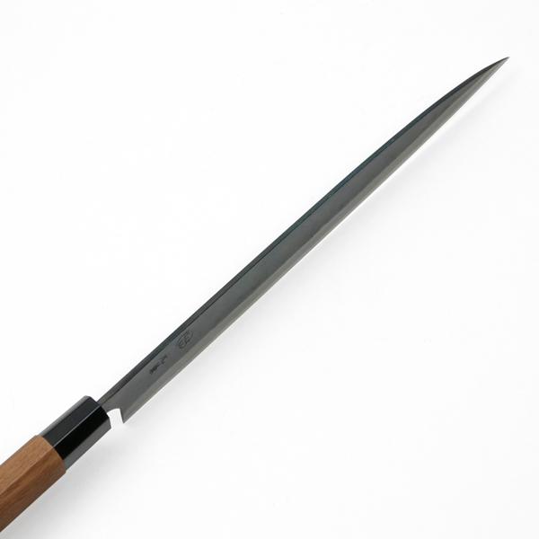 刺身包丁 柳刃包丁 270mm 両刃 鍛造 黒打 八角クルミ柄 元兼 青紙1号