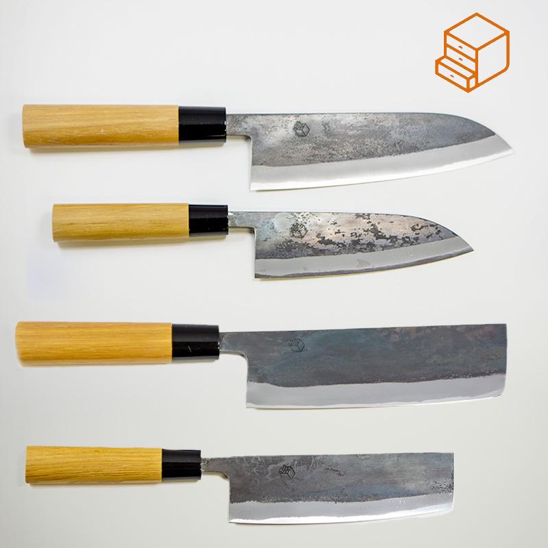 燕三 黒打 包丁 三徳 菜切包丁 白紙鋼 タダフサ x 箱屋の八代目