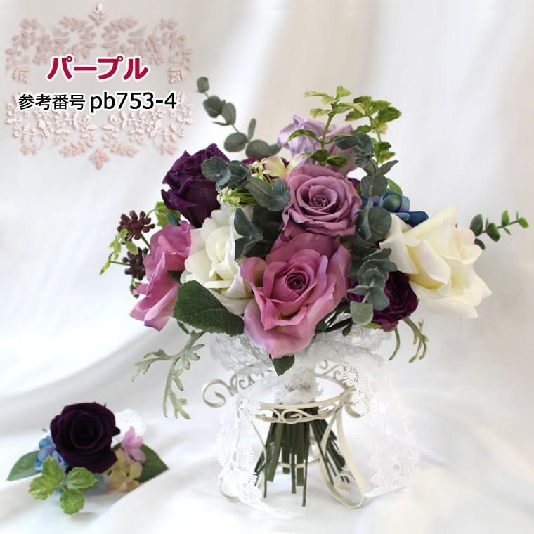 アーティフィシャルフラワー クラッチブーケ ブートニアセット 造花