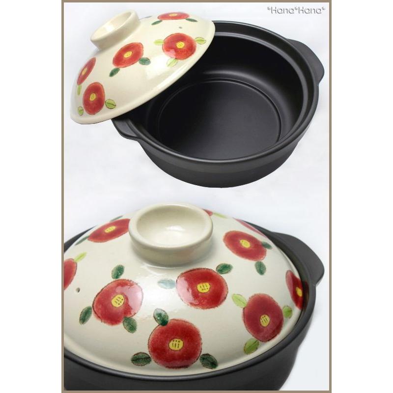 土鍋 9号 4人用 5人用 日本製 花柄 かわいい おしゃれ 椿(つばき