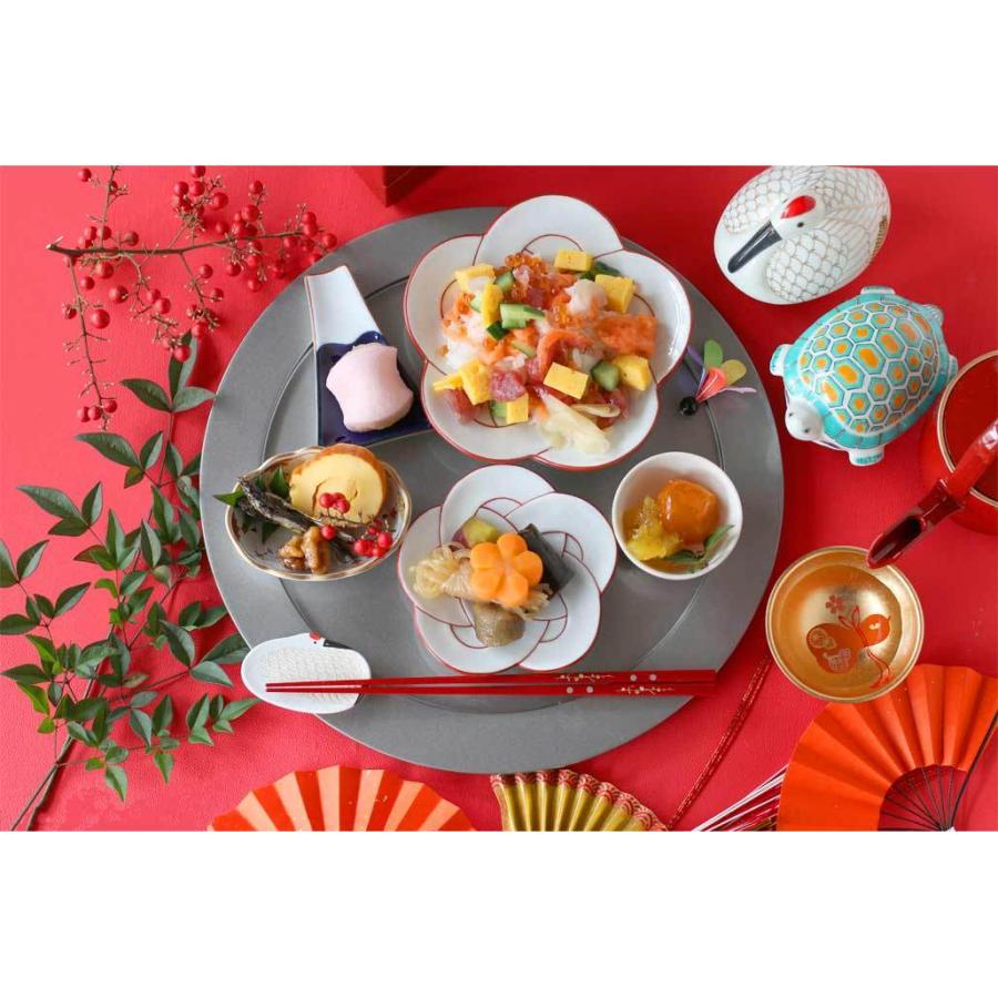 梅結び 銘々皿 (赤線) 15cm 有田焼 田清窯 // 和食器 食器 皿 小皿 取