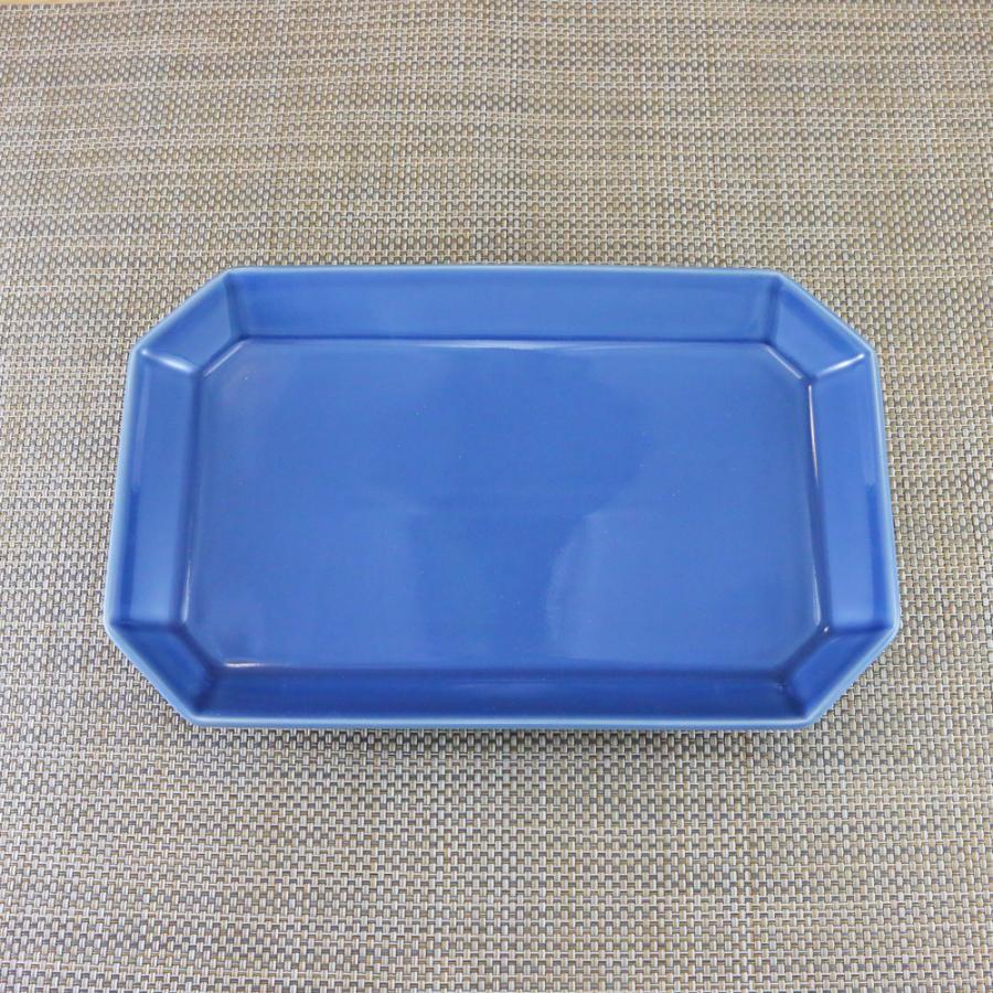 焼き物皿 有田焼 波佐見焼 長角皿 HACHI-HOWプレートL（うすルリ） 青